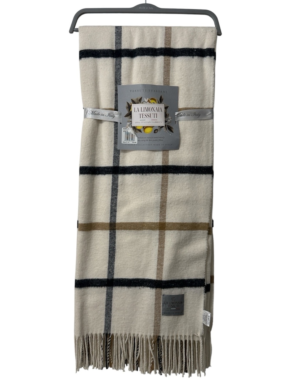 Discover Europe La Limonaia Tessuti Windowpane Throw Blanket NWT